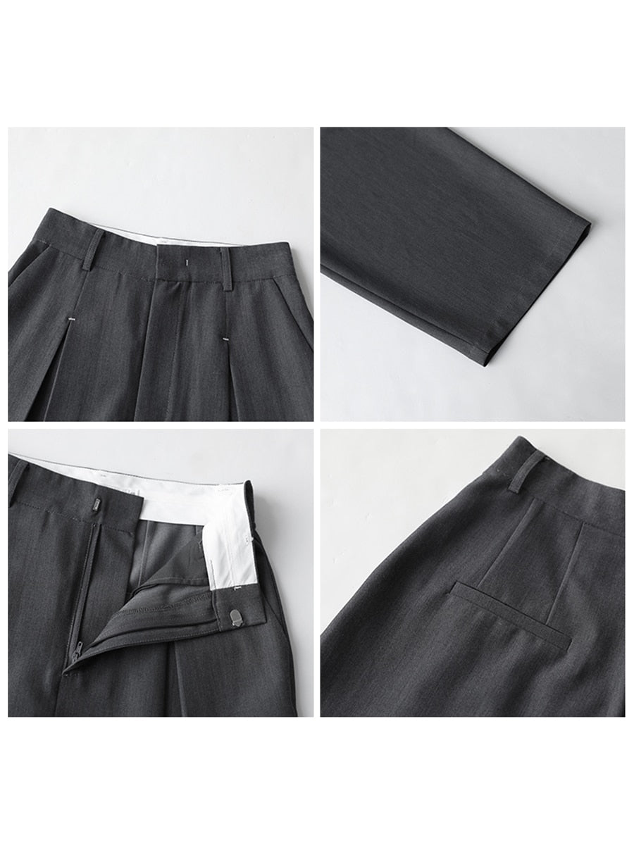 Calça Alfaiataria Feminina Plissado de Pernas Largas